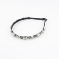 Cerchietto vintage francese con decori metallici ovali e cristalli grigi su base nera - Stile Accessorio Argento Cristallo Grigio (B)