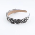 Cerchietto barocco vintage con cristalli grigi e motivi floreali in strass su tessuto - Grigio Argento