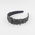 Close-up detail of Baroque headband with black gems and sparkling rhinestones - Mystic Black (F)