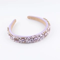 Baroque lavender purple headband with crystal rhinestones and gold claw settings - Lavender Purple Satin Flower Cluster Style