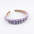 Lavender velvet baroque headband with hand-sewn purple crystals and white pearls for women - Lavender Purple Jewel Style (B)