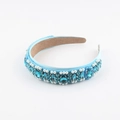 Baroque sky blue headband with hand-sewn crystals and white pearls on khaki velvet lining - Sky Blue Jewel Style (C)