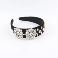 Diadema barroca de terciopelo negro con flores de cristal brillante para mujer - Estilo A Negro Strass Claro