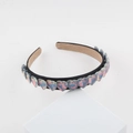 Diadema barroca de corazones con cristales iridiscentes sobre montura negra - Estilo C Corazón Strass / Negro Irisado
