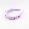 Cerchietto barocco viola imbottito con fiori di ceramica e strass per capelli - Lavanda