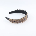 Detailed macro view of baroque headband featuring luxury purple crystals and gold accents - Retro Purple (H Extended Tail)