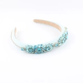 Baroque light blue fabric headband with sparkling sea blue crystal flower patterns - Light Blue