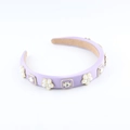 Cerchietto viola chiaro con strass e ornamenti floreali bianchi in stile perla - Viola Chiaro