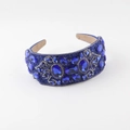 Luxury Baroque blue rhinestone wide headband with crystals for parties and travel - Deep Blue (A)
