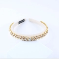 Elegant sponge headband with leaf patterns and sparkling rhinestones on a beige base - Light Beige (B)