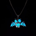 Luminous bat pendant necklace with blue glow in the dark effect for Halloween style - Luminous Blue