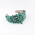 Detail of baroque headband with emerald green rhinestones and marquise crystal settings - Dark Green