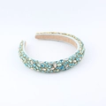 Baroque style wide headband with sparkling blue and iridescent rhinestones on gold frame - Deep Blue Style (C)