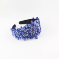 Baroque style deep blue rhinestone floral headband with crystals in royal design - Deep Blue Style