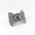 Baroque crystal bow headband with grey rhinestones and large center stone for parties - Gray