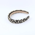 Detailed view of luxury baroque headband with black marquise gems and clear crystals - Black & White