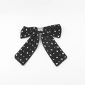 Elegante pasador de pelo en terciopelo negro con pedrería brillante y lazo grande - Lazo de Strass Transparente (B)