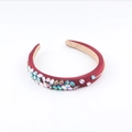 Diadema de lujo acolchada en terciopelo con diamantes de imitación de colores brillantes - Rojo Vino (A)