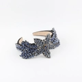 Luxury blue crystal leaf headband with shimmering diamonds for party and evening wear - Blue (B)