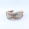Close-up of luxury wide headband with shimmering rhinestones and a 3D butterfly detail - Gold Rhinestone Butterfly Style (B)