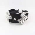Baroque black velvet headband with sparkling rhinestone bird wing patterns and wide design - Double Swallow Style (A) / Black