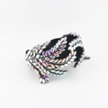 Detail of baroque black velvet headband with AB color marquise rhinestones design - Iridescent