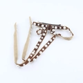 Detail of brown velvet bow hair clip with white faux pearls and black metal duckbill clip - Caramel Style / Tan