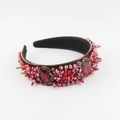 Cerchietto largo stile barocco con cristalli rosso scuro e basi in metallo dorato vintage - Stile Intarsiato con Rubini di Palazzo / Rosso Rubino Vintage (C)