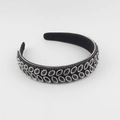 Cerchietto barocco di lusso con gemme nere e scintillanti strass argentati eleganti - Stile Nero Puro (C)