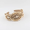 Detail of baroque headband with champagne crystals and suede non-slip lining - Champagne