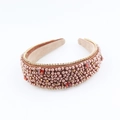 Cerchietto barocco largo con perle di bronzo e gemme rosse sfaccettate su fondo bianco - Stile con Perline Rosso Bronzo (C)