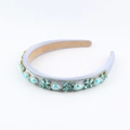Diadema barroca azul claro para mujer con pedrería pesada y diamantes de imitación brillantes - Azul claro