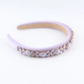 Diadema barroca lavanda acolchada con cristales pesados y detalles de flores de opalo - Violeta Claro