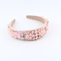 Détail du serre-tête baroque rose avec perles de cristal et strass faits à la main - Rose (E)