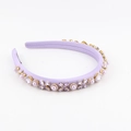 Baroque lavender padded headband with crystal flowers and pearls for parties - Lavender (C)