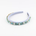 Baroque light purple fabric headband with blue rhinestones and pearls for women - Light Purple (B)