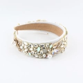 Detail of baroque white padded headband with colorful rhinestones and pearls - White Style (D)