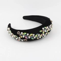 Diadema barroca de terciopelo negro con brillantes diamantes de imitación para mujer - Arco iris
