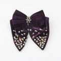 Fermaglio per capelli a fiocco in velluto viola scuro con strass e perle finte - Fiocco in Velluto Viola Profondo (D)