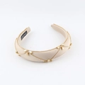 Beige gewatteerde haarband met gouden ketting en glanzende strass steentjes voor dames - Beige