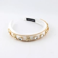 Cerchietto fatto a mano con diamanti di cristallo, strass e nappe eleganti - Bianco