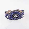 Diadema de lujo con diamantes de imitación azul marino y perlas blancas de estilo - Azul Profundo Strass Perla (A)