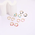Minimalist 14k gold plated geometric earrings with colorful enamel and zircon accents - 14k / White