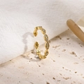 Gold open ring with geometric evil eye pattern, blue stones, and zircon inlays - One Size / Evil Eye Style (JZ0062-1)