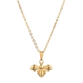 Collana minimalista in rame placcato oro con ciondolo ape dettagliato e catena sottile lucida - Oro