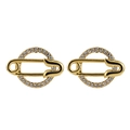 Geometrische paperclip oorknoppen met 14K vergulding en micro-ingelegde zirkoon - Goud