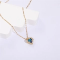 Elegantes Heart of the Ocean Collier mit blauem Herz-Zirkon und goldener Kette - Blau