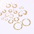 Collection of eight vintage 14K gold-plated C-shaped twist and textured hoop earrings - Twist Textured (#1)