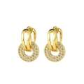 Elegante 14K vergoldete geometrische Rundohrringe mit funkelndem Zirkonia-Inlay - Gold