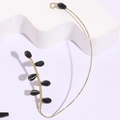 Crochet d'oreille fait main en or 14K avec perles de verre noires et design moderne - Noir (Seule boucle d'oreille)